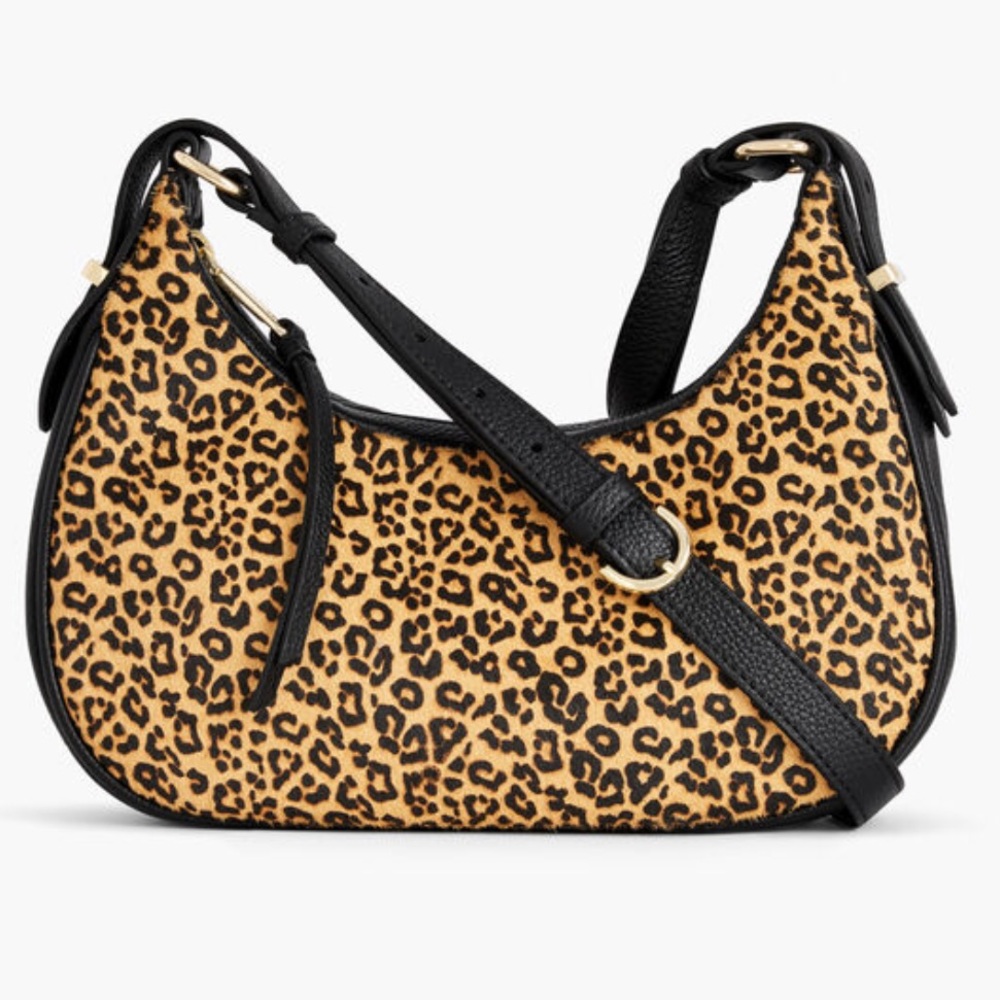 🍂NWT Talbots Leopard Calf Hair Crescent Shoulder Bag